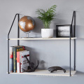 Rustic double-layer black metal wall-mounted shelf, perfect for bathroom, easy to install and decorate